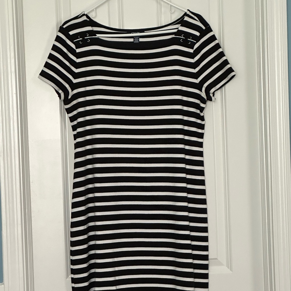 Chaps XL Blue and White Striped Pull on Shift dress